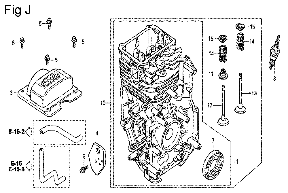 Fig-10 Diagram and Parts List for GC160A Type VXE Honda Engine