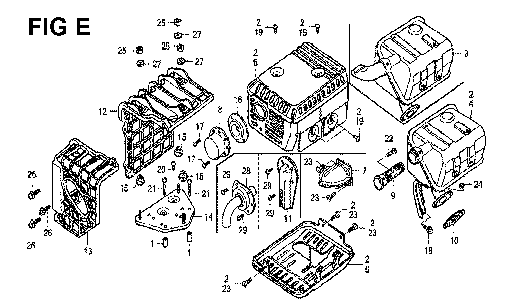 Fig-5 Diagram and Parts List for GX120K1 Type QB26 Honda Engine