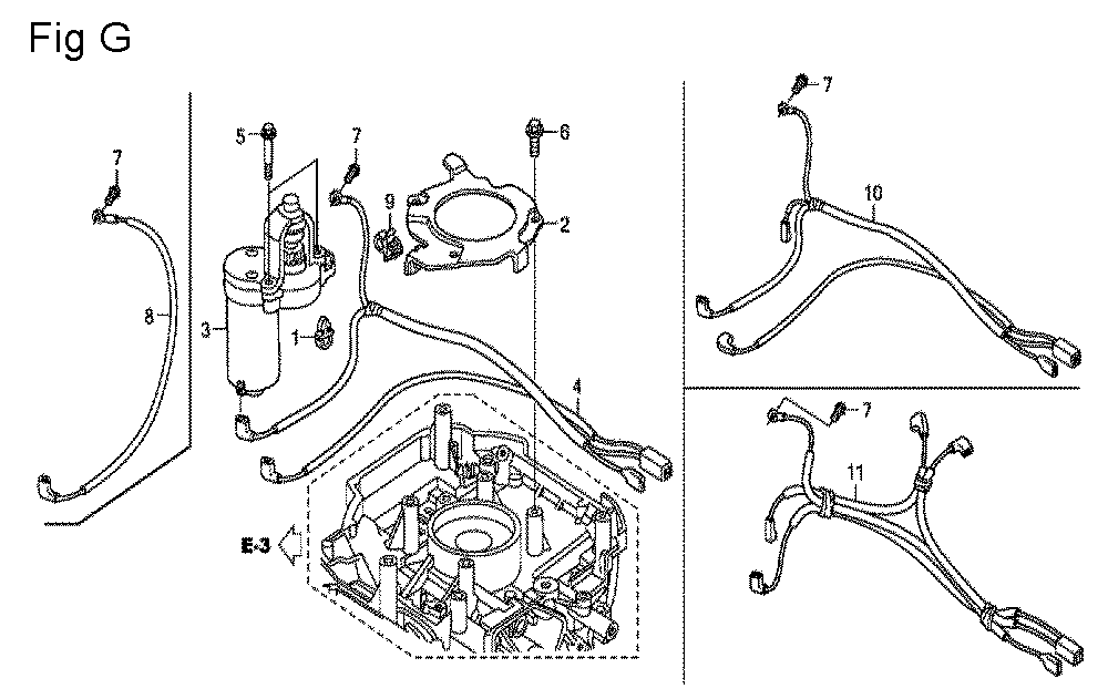 Fig-7 Diagram and Parts List for GCV160A Type E1A4 Honda Engine