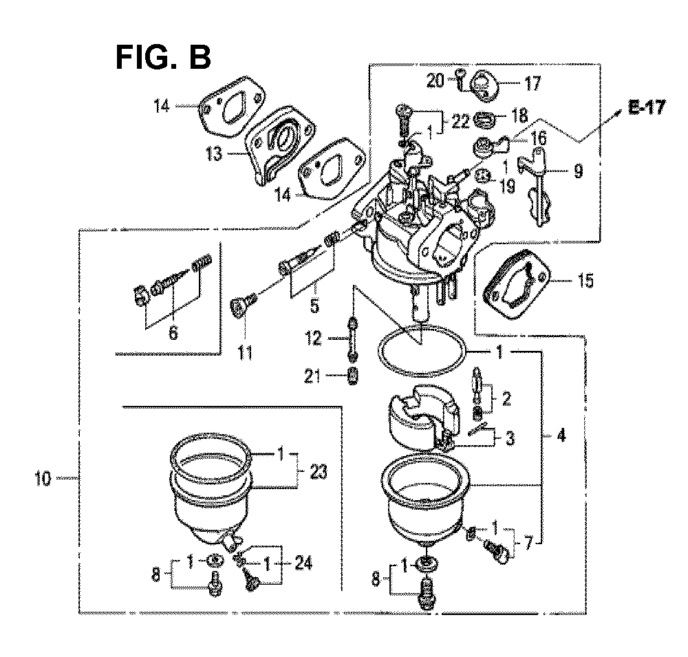 Fig-11 Diagram and Parts List for GXV120 Type SFSK Honda Engine