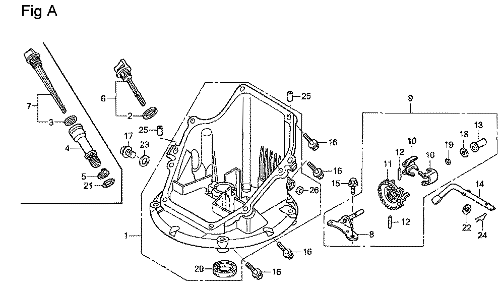 Fig-1 Diagram and Parts List for GSV190A Type S1A Honda Engine