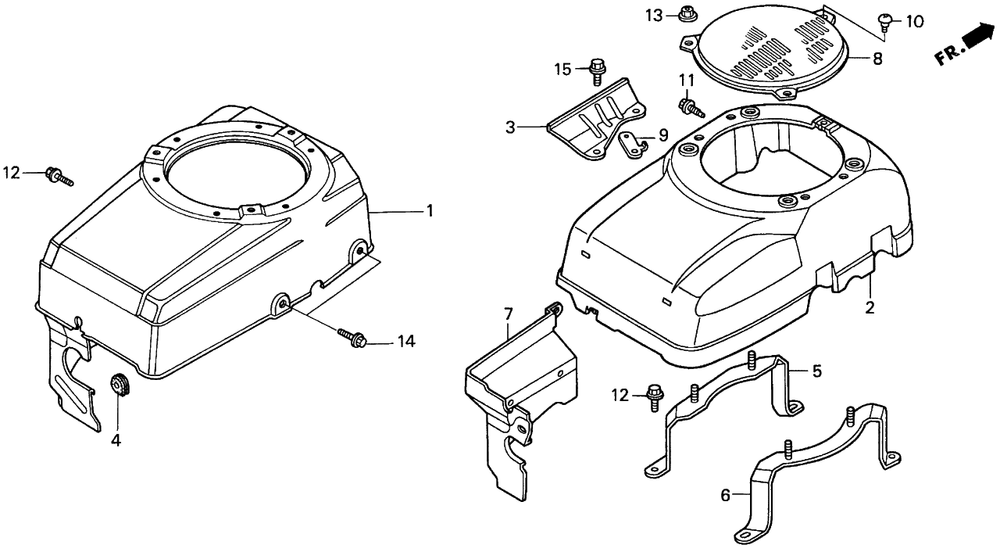 Fan Cover Diagram and Parts List for H1011R (Type  SA)(MZAW-6000001 - 6100000) Honda Lawn Mower