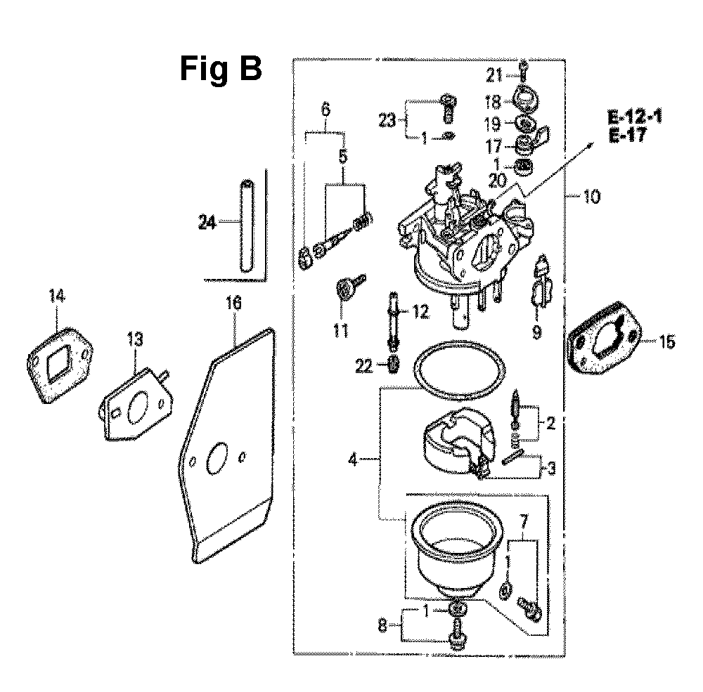 Fig-4 Diagram and Parts List for GXV160K1 Type N12 Honda Engine