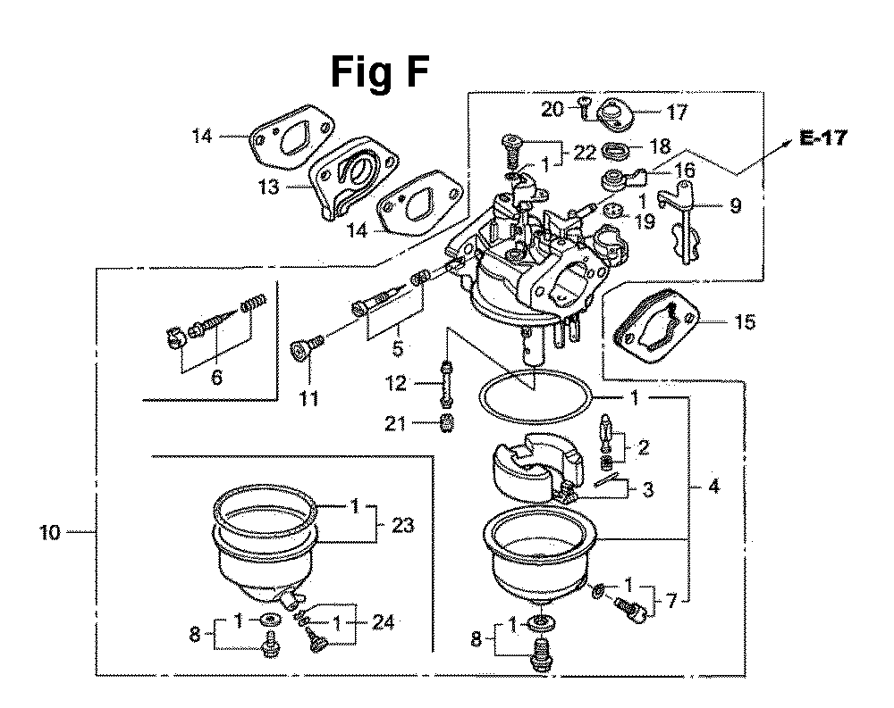Fig-11 Diagram and Parts List for GXV120 Type N2CA Honda Engine