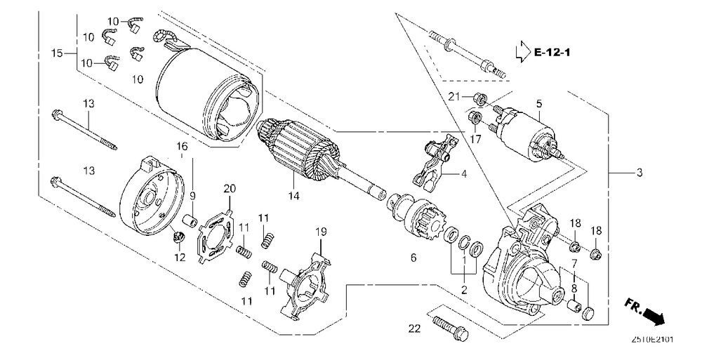 Starter Motor (2) Diagram and Parts List for GX390UT2 (Type  QZA2/A)(GCBCT-3000001 - 9999999) Honda Engine