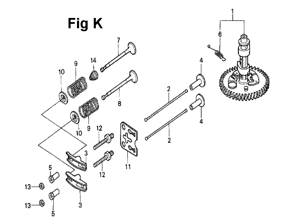 Fig-3 Diagram and Parts List for GXV160K1 Type N12 Honda Engine