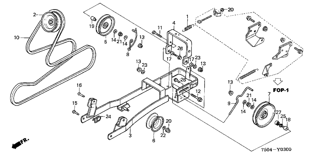 Engine Pulley (Ht3810st) Diagram and Parts List for HT3810 Type  ST Honda Lawn Tractor Accessories