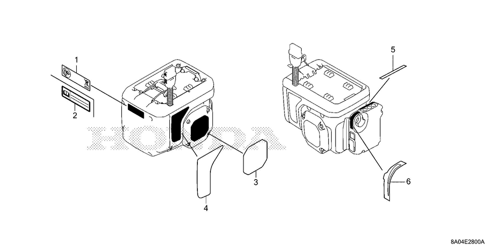 Label Diagram and Parts List for GXE20H (Type S3)(GMABK-1000001-9999999) Honda Engine