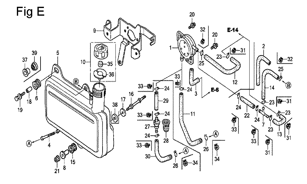 Fig-5 Diagram and Parts List for GC160 Type SHE5 Honda Engine