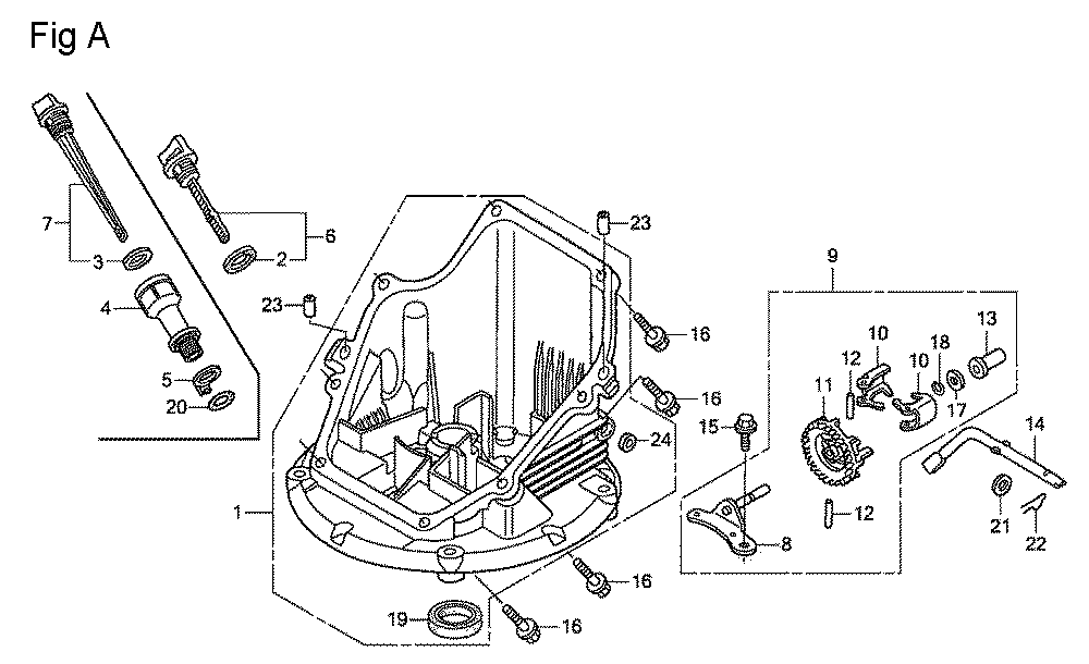 Fig-1 Diagram and Parts List for GSV190LA Type S3A Honda Engine