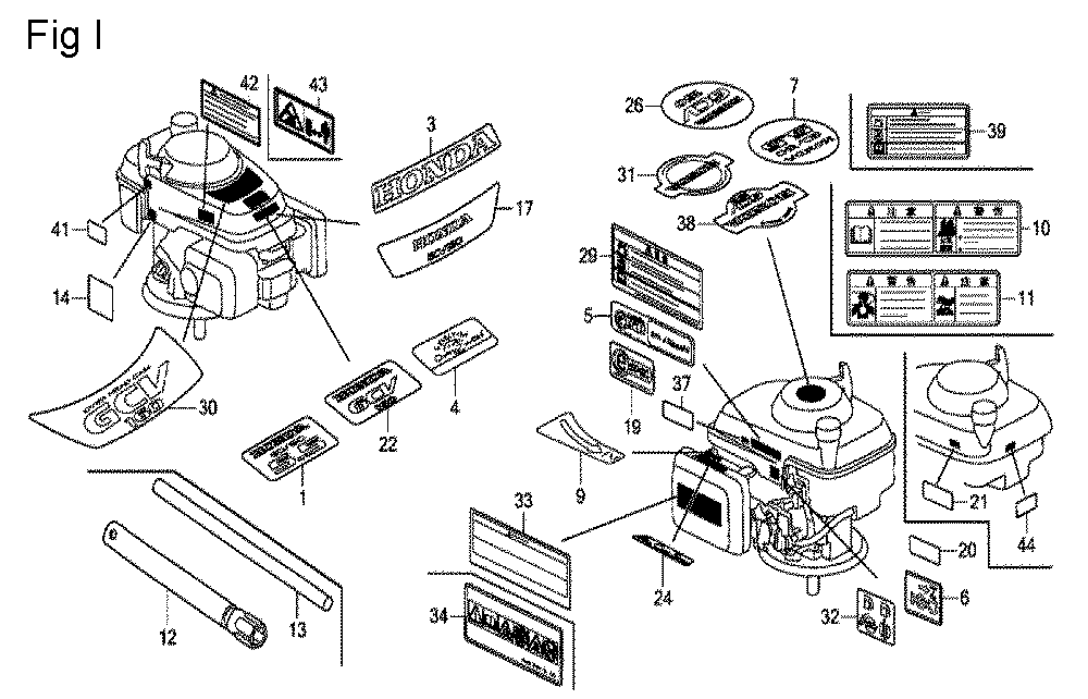 Fig-9 Diagram and Parts List for GCV160A Type EHHB Honda Engine