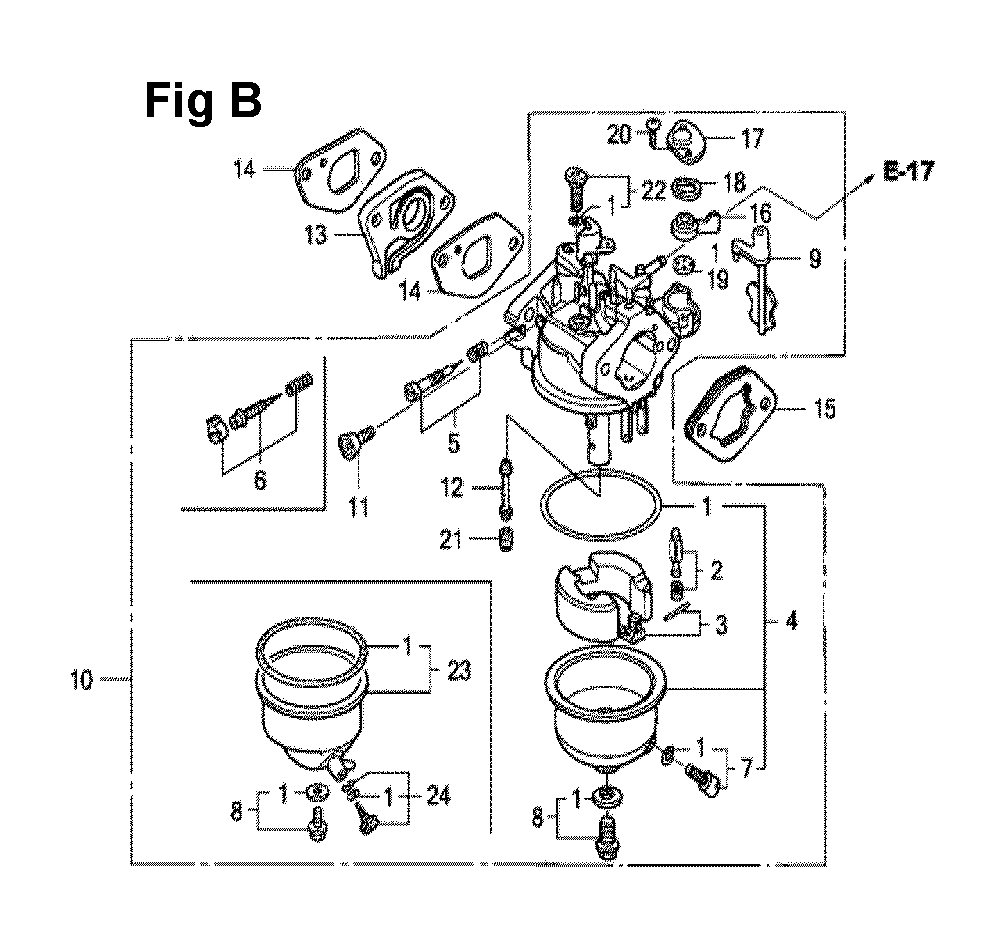Fig-11 Diagram and Parts List for GXV120 Type S Honda Engine