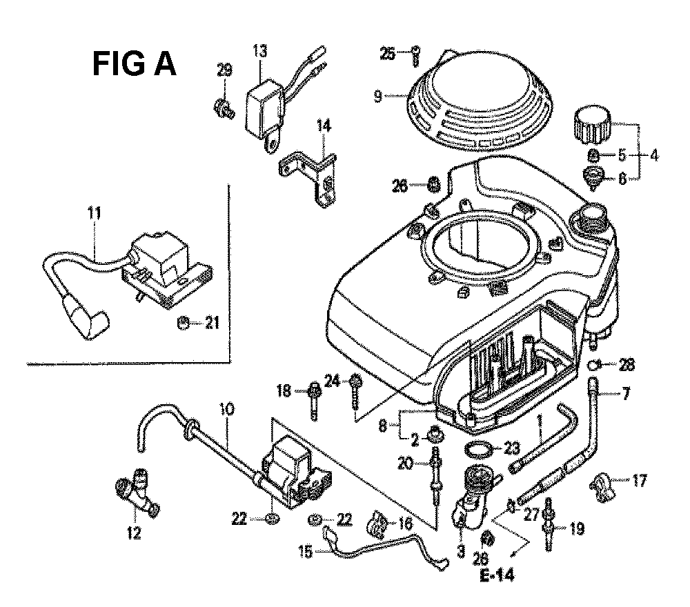 Fig-6 Diagram and Parts List for GXV160K1 Type N15 Honda Engine