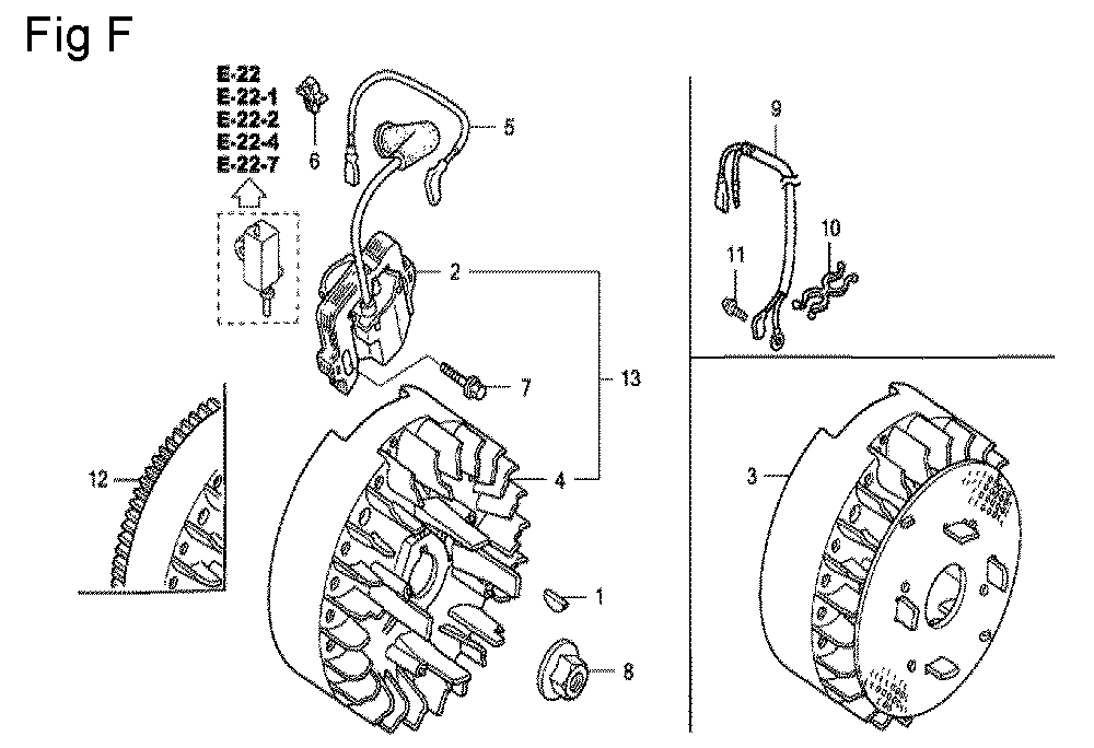 Fig-6 Diagram and Parts List for GC135 Type PHD Honda Engine