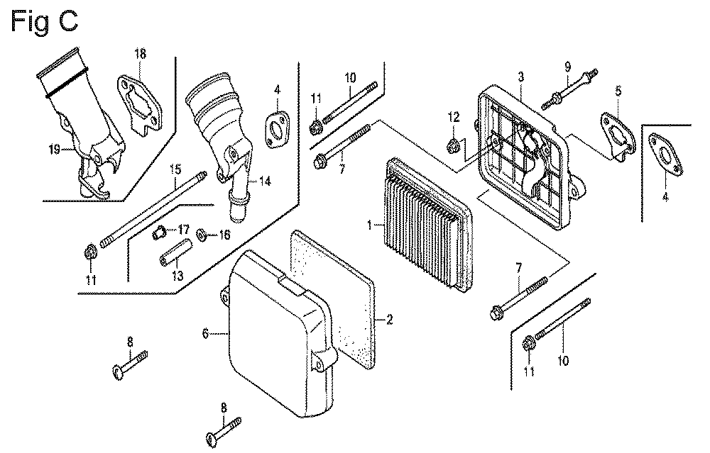 Fig-3 Diagram and Parts List for GX100U Type QBE Honda Engine