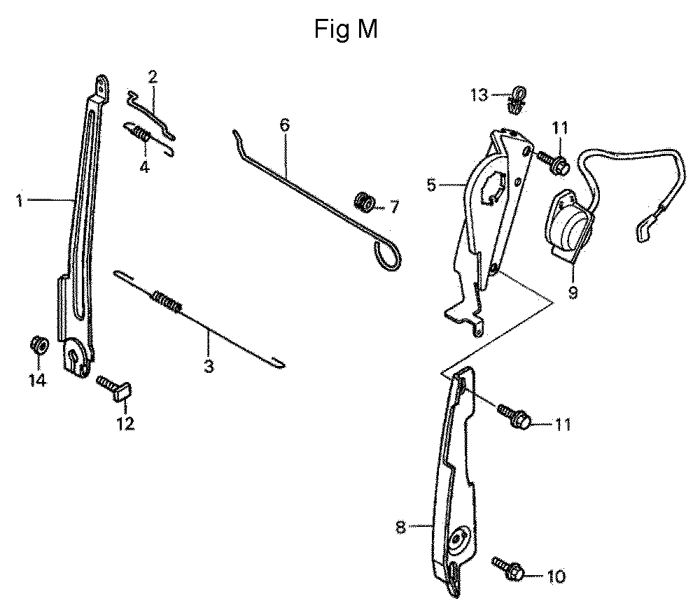 Fig-13 Diagram and Parts List for GC190A Type DHAF Honda Engine