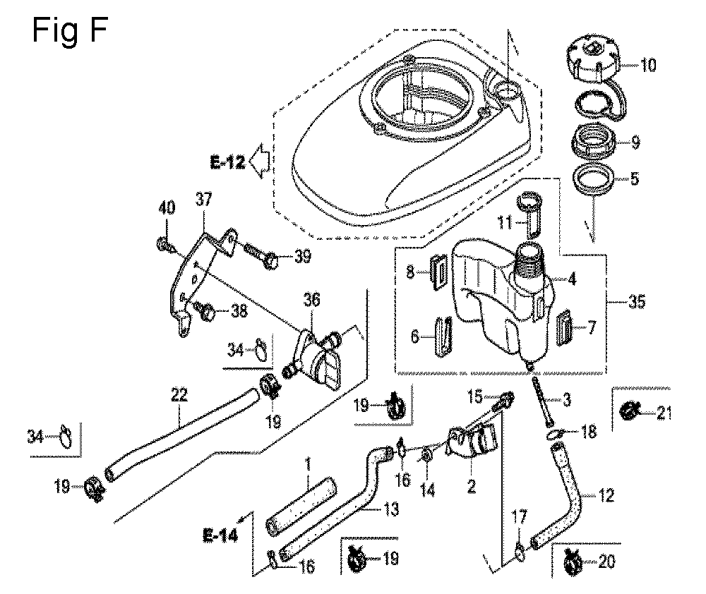 Fig-6 Diagram and Parts List for GCV190LA Type N1A Honda Engine