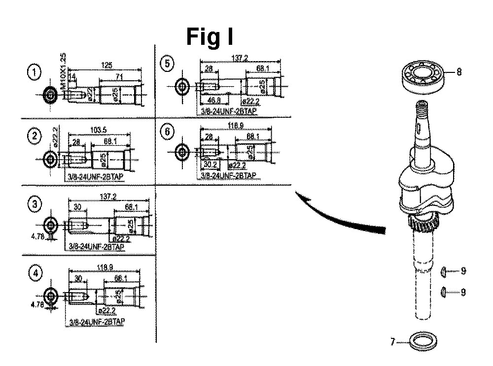 Fig-1 Diagram and Parts List for GXV140 Type A2C Honda Engine