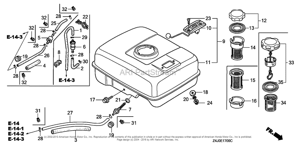 Fuel Tank (1) Diagram and Parts List for GX160U1 (typeWME2)(GCACK-1000001) Honda Engine