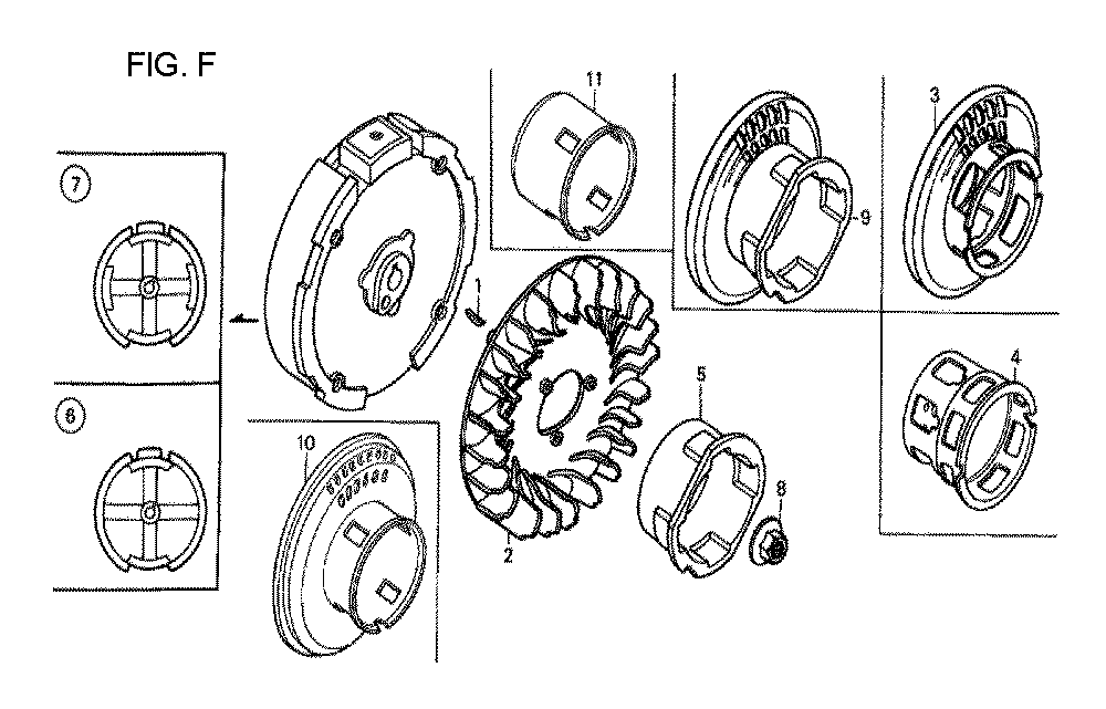 Fig-6 Diagram and Parts List for GX120T1 Type QX2 Honda Engine