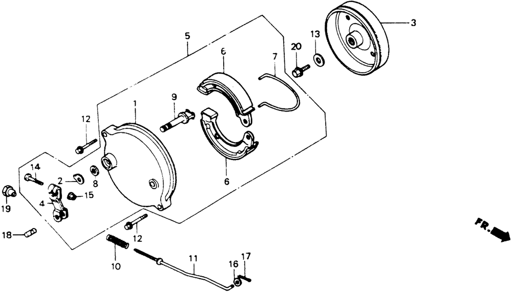 Brake Diagram and Parts List for HT-R3009K1 (Type  SA)(MA1T-5100001 - 9999999) Honda Lawn Mower