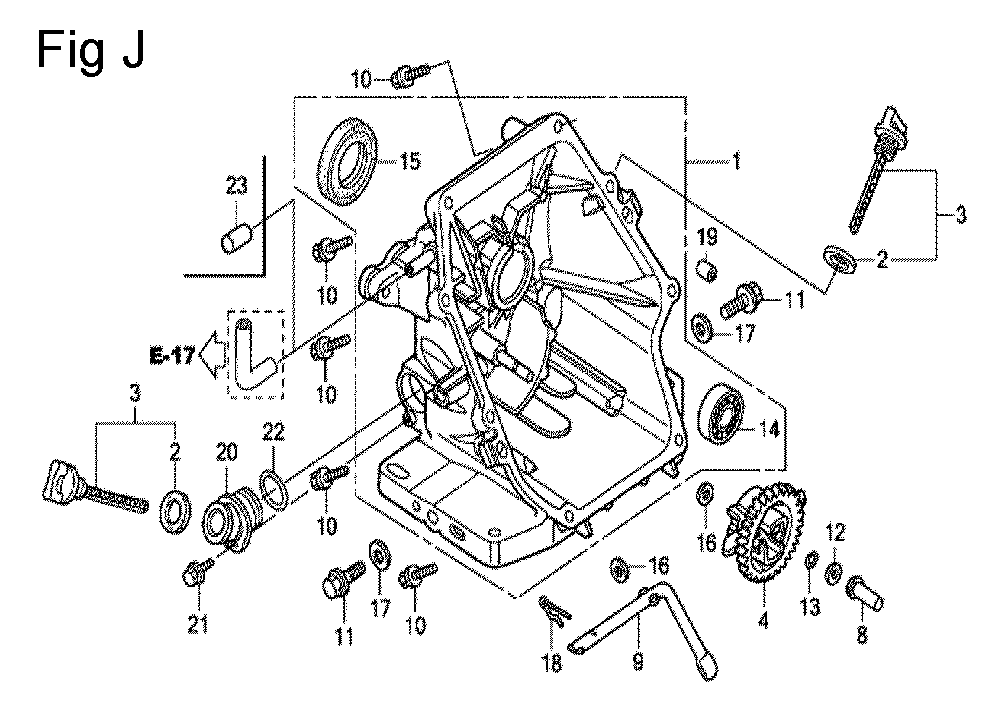 Fig-10 Diagram and Parts List for GC135 Type SHJ1 Honda Engine