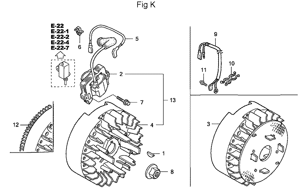 Fig-11 Diagram and Parts List for GC160A Type VHA Honda Engine