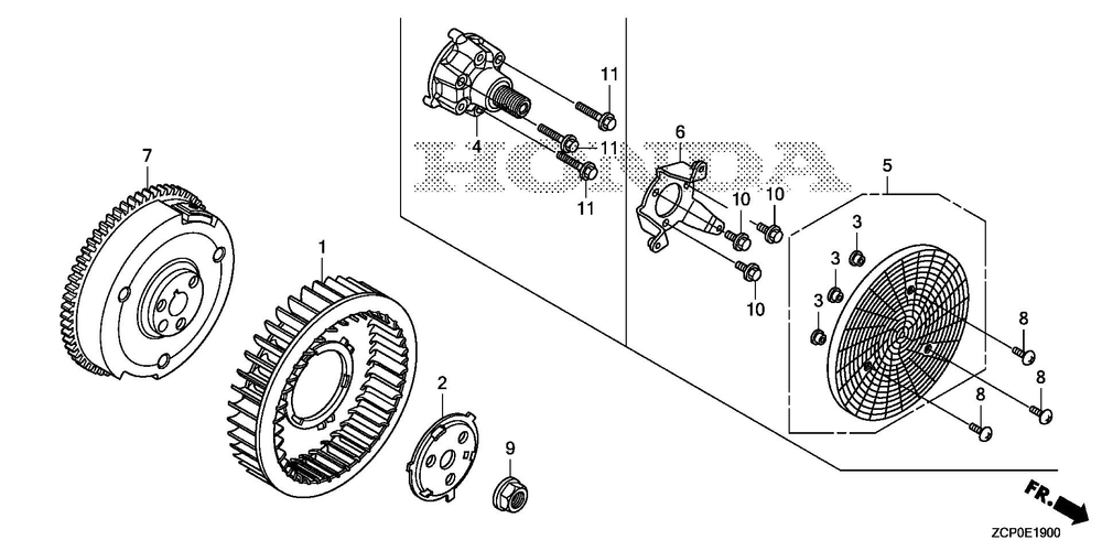 Flywheel Diagram and Parts List for GX630RHX (Type TDCC)(GCAMH-2000001-9999999) Honda Engine