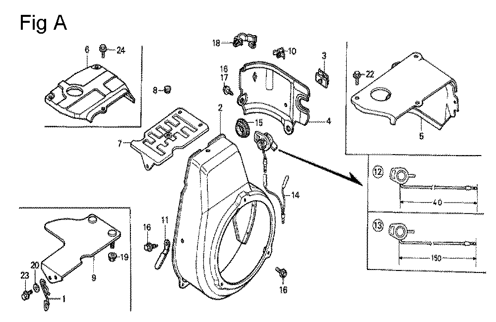 Fig-1 Diagram and Parts List for G100K2 Type SJA Honda Engine