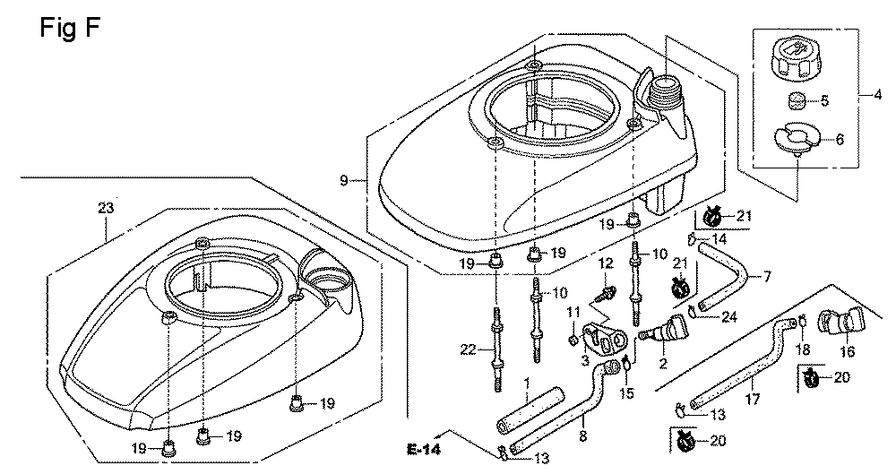 Fig-6 Diagram and Parts List for GSV190A Type A1C Honda Engine