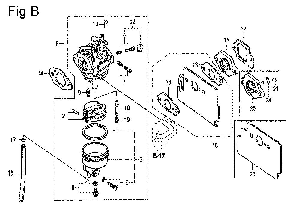 Fig-2 Diagram and Parts List for GC160A Type QHEP Honda Engine