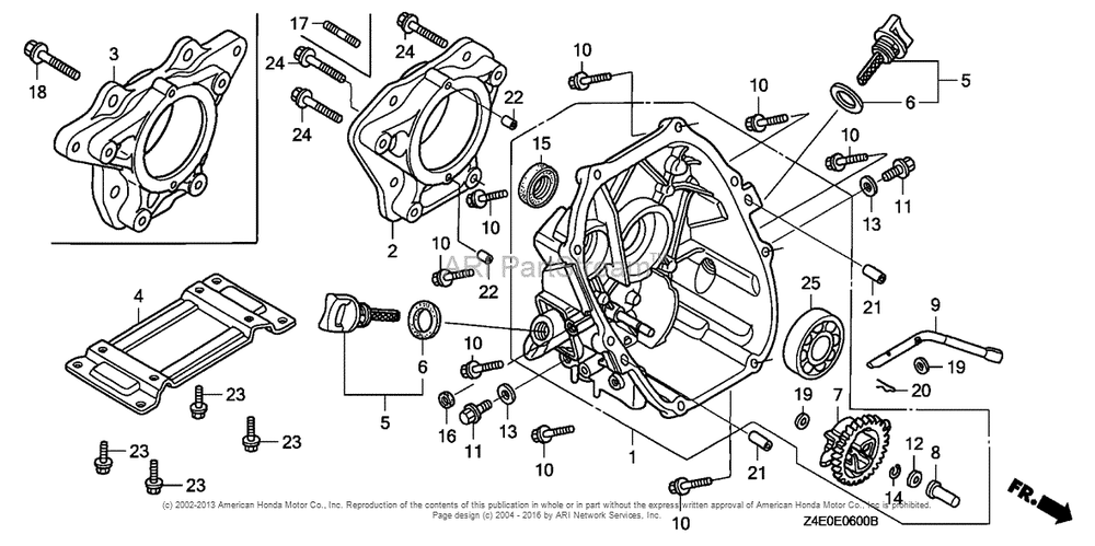Crankcase Cover Diagram and Parts List for GX100U (typeKRB5)(GCAGK-1000001) Honda Engine