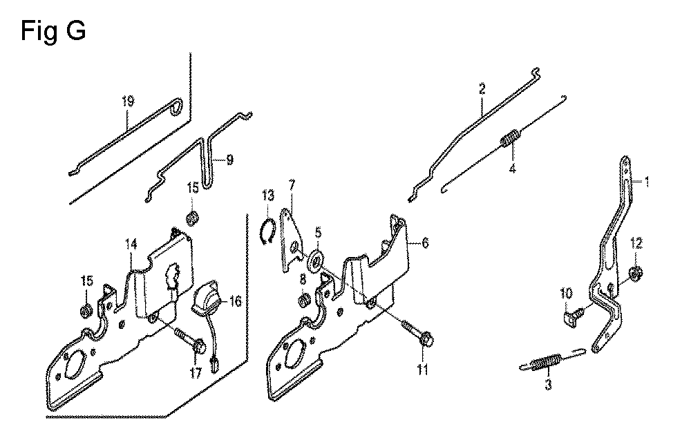 Fig-7 Diagram and Parts List for GCV190A Type A1AF Honda Engine