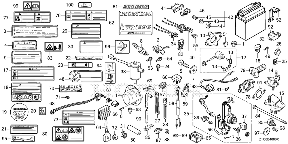 Other Parts (1) Diagram and Parts List for GX390UT2 (Type  SCC/B)(GCBCT-1000001 - 3485996) Honda Engine