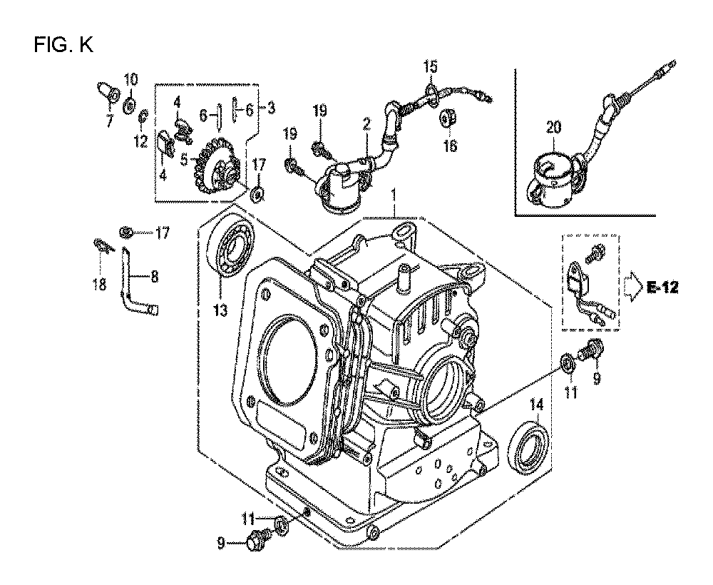 Fig-11 Diagram and Parts List for GX120T1 Type TXBR Honda Engine