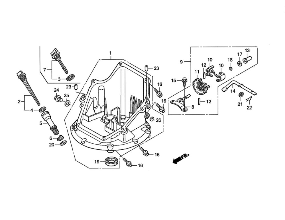 Oil Pan Diagram and Parts List for GCV160-LAOS3B  Honda Engine