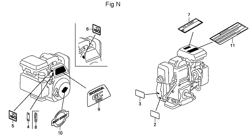 Fig-14 Diagram and Parts List for GC160LA Type QHAJ Honda Engine