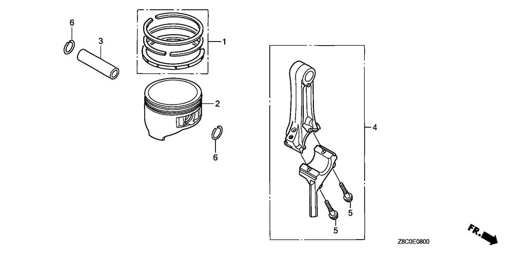 Piston - Connecting Rod Diagram and Parts List for GC190LAX (Type QHGF)(GCAAA-3723287-9999999) Honda Engine