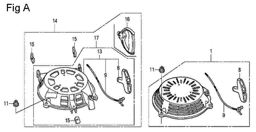 Fig-1 Diagram and Parts List for GCV160LA0 Type N1A Honda Engine
