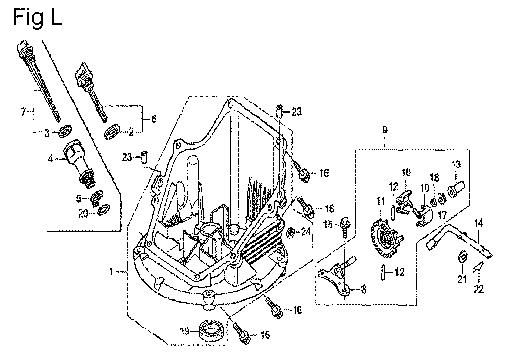 Fig-12 Diagram and Parts List for GSV190LA Type S3T Honda Engine