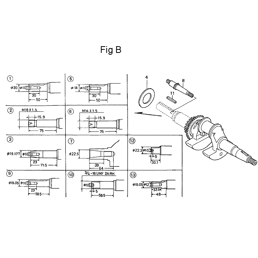Fig-2 Diagram and Parts List for GC135 Type QHA1 Honda Engine
