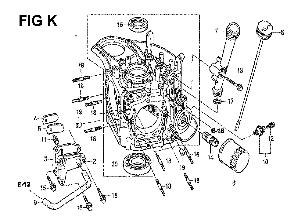 Fig-9 Diagram and Parts List for GXV530 E3-1070150 Honda Engine