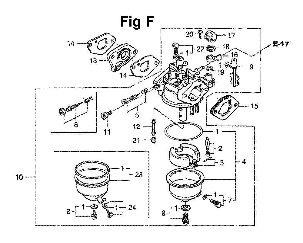 Fig-13 Diagram and Parts List for GXV120 Type A12 Honda Engine