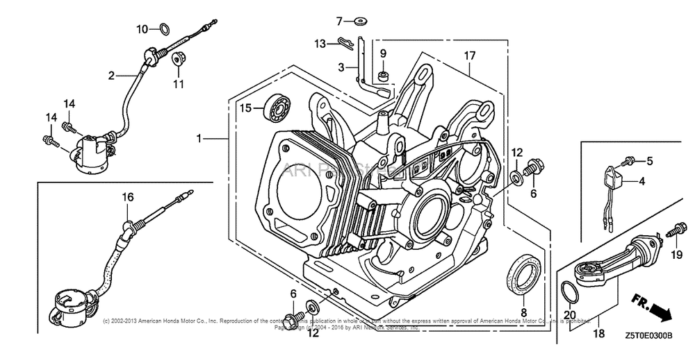 Cylinder Barrel Diagram and Parts List for GX390UT2 (typeSMXC)(GCBCT-1000001) Honda Engine
