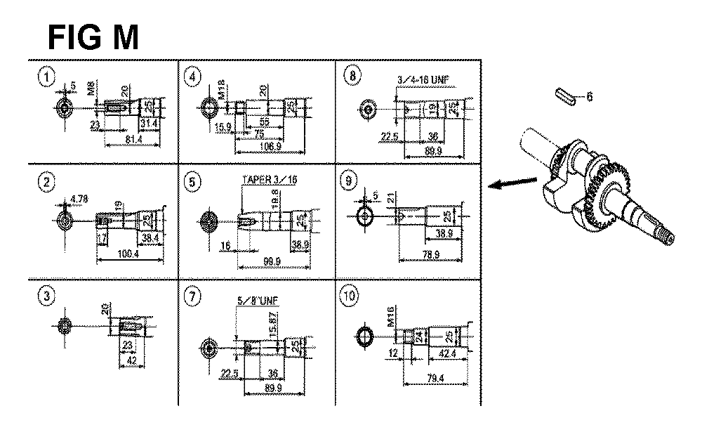 Fig-9 Diagram and Parts List for GX160H1 Type VPM6 Honda Engine