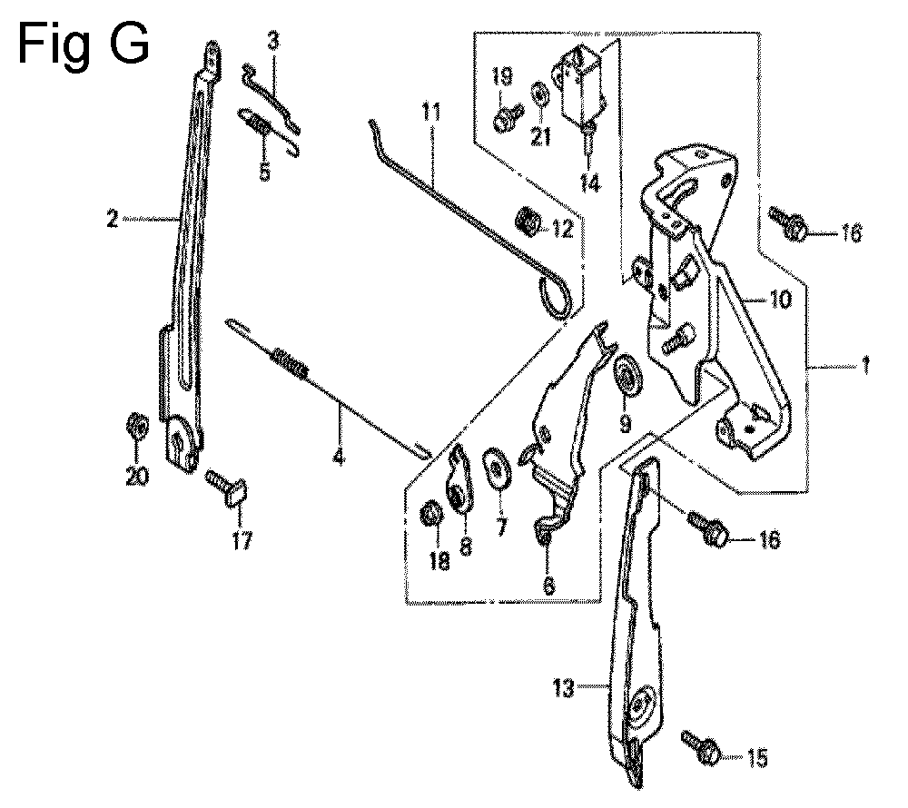 Fig-7 Diagram and Parts List for GC135 Type SHE5 Honda Engine