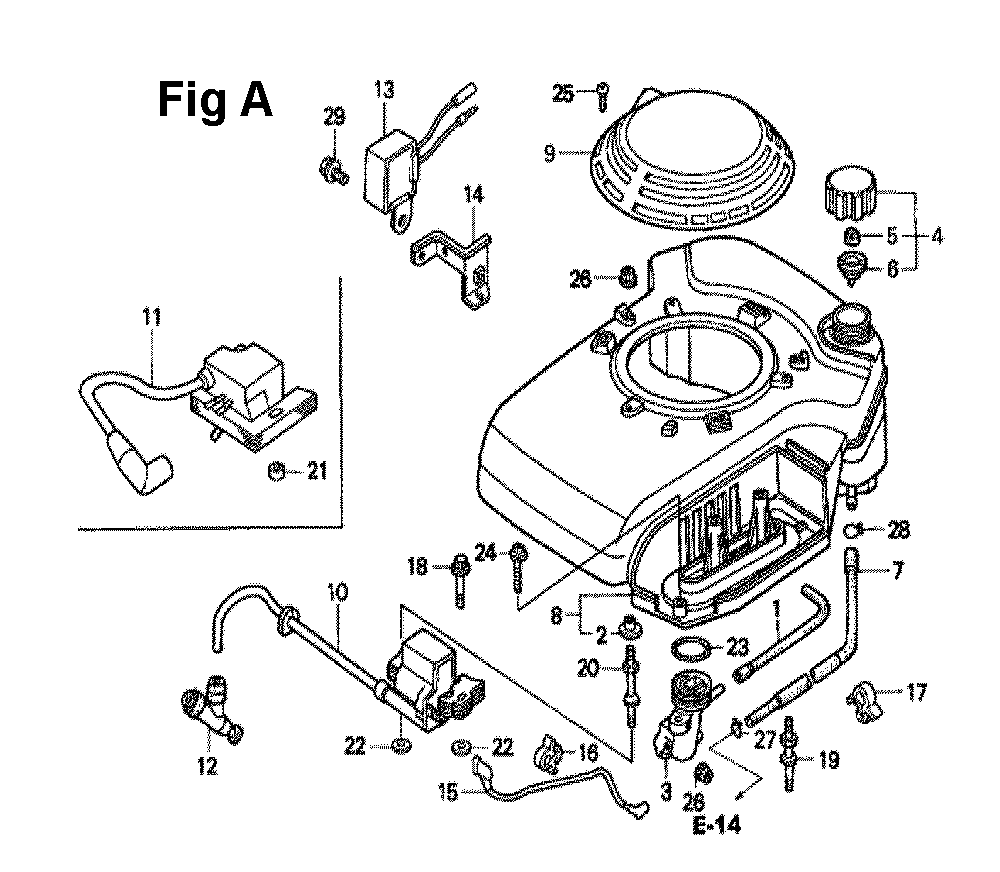 Fig-9 Diagram and Parts List for GXV160K1 Type N52 Honda Engine
