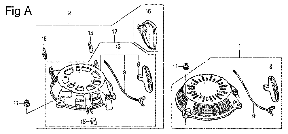 Fig-1 Diagram and Parts List for GCV160A Type A1A Honda Engine