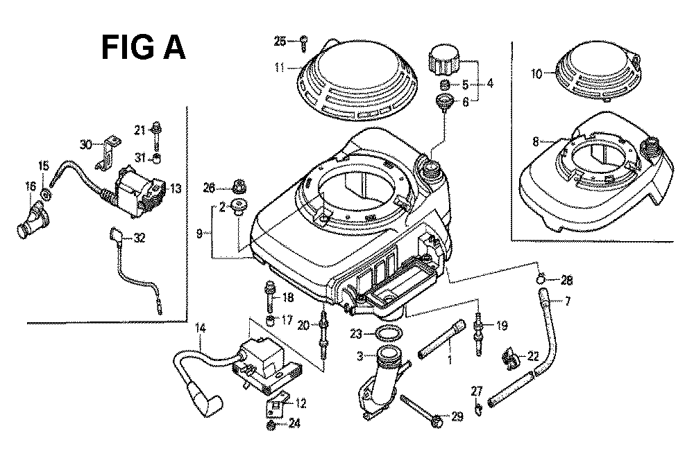 Fig-2 Diagram and Parts List for GXV140 Type MAK Honda Engine