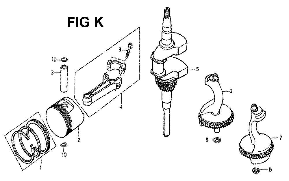 Fig-11 Diagram and Parts List for GXV340K2 Type DP23 Honda Engine